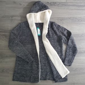 Lety & Me Nola Sherpa Lined Cardigan with hood size Large
